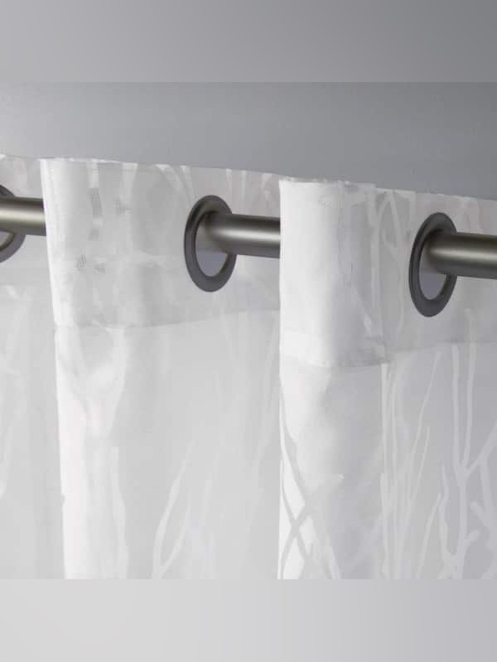 Superior Trellis Sheer Grommet Curtain 52x108 White/Gray Polyester TWO PANELS